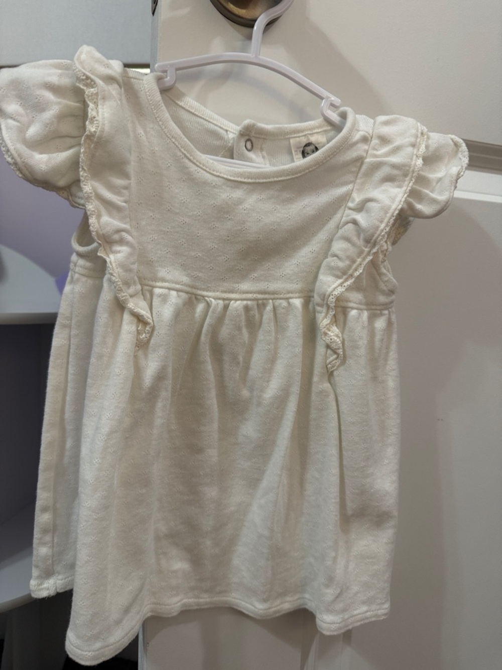 Gerber Cream Ruffle Sleeve Casual Dress